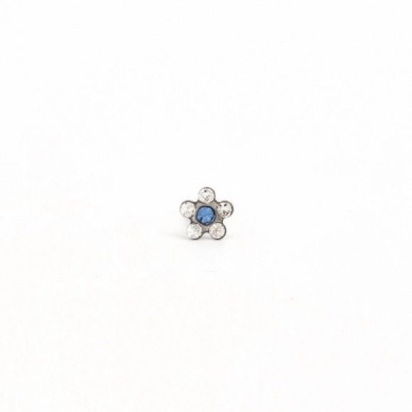 Studex Stainless steel Daisy APR Crystal SEP Sapphire Ear Piercing Earrings - Picture 2 of 5